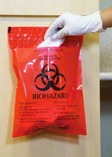 Stick-On Biohazard Bags Red