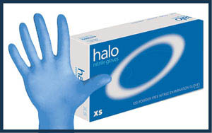 Halo Nitrile Gloves Blue