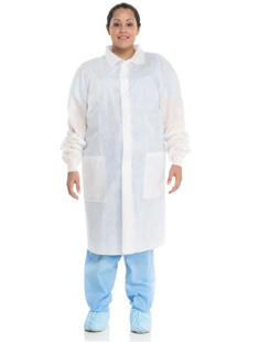 Basic Lab Coat with Knit Cuffs