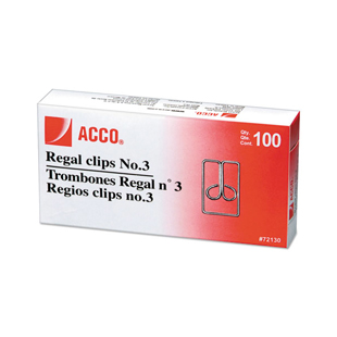 ACCO Metal Regal Clips #3