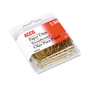 ACCO Paper Clips Jumbo Gold