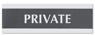 Private 9" x 3" Sign Black